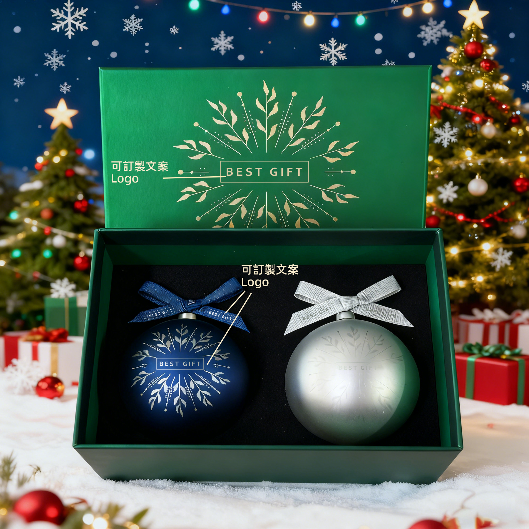 Christmas Decoration Tree Ball Gift Set | 企業訂製聖誕樹裝飾球禮盒 訂製logo ball