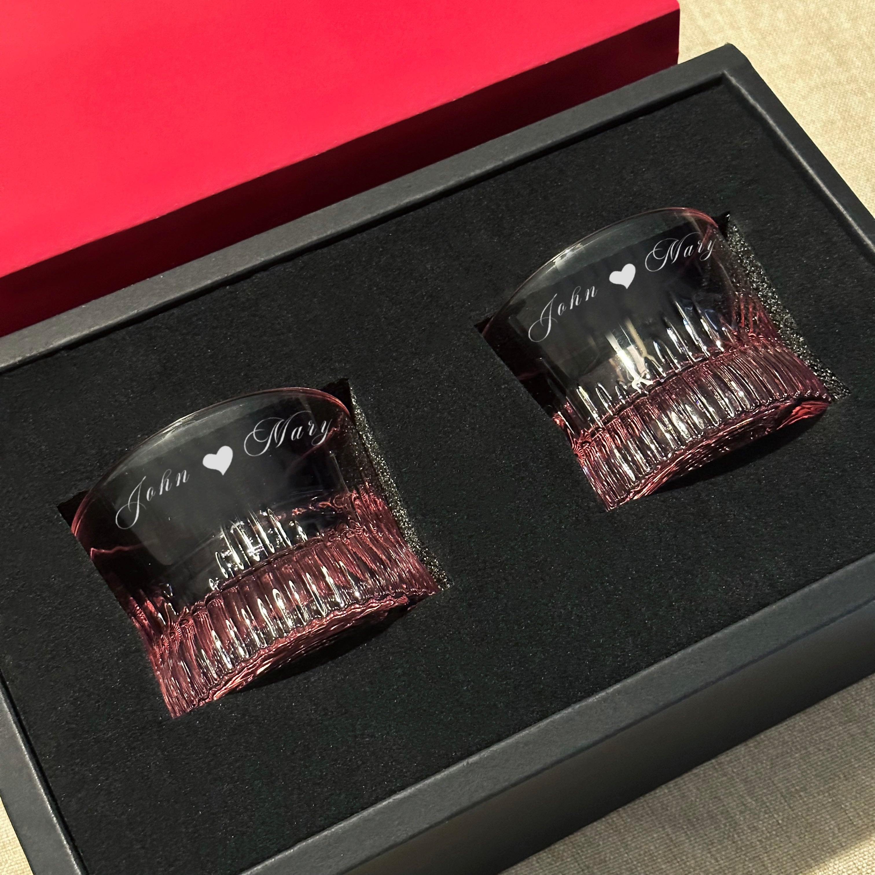 Pink Striped Whiskey Glass Set