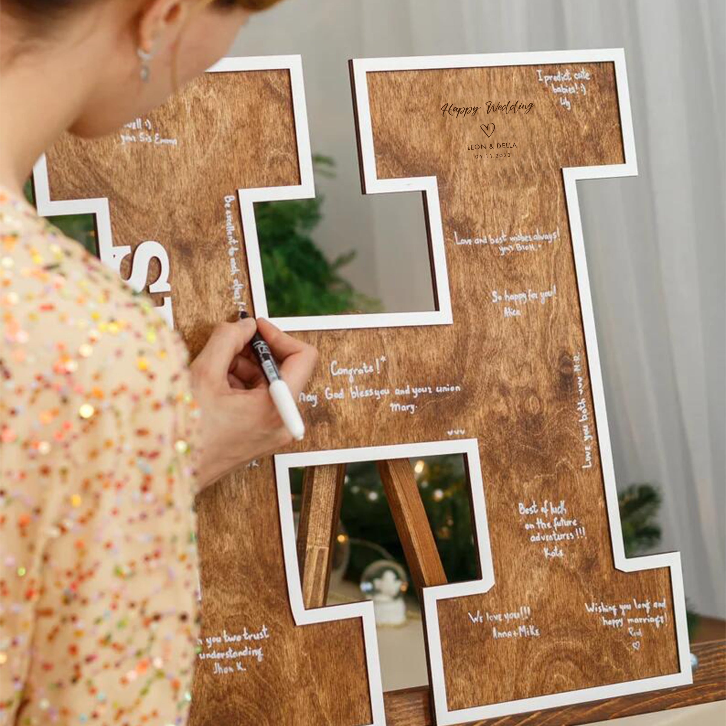 Wedding Tableware And Souvenirs | 定製木質簽到牌 婚禮週年生日慶祝字母簽到台