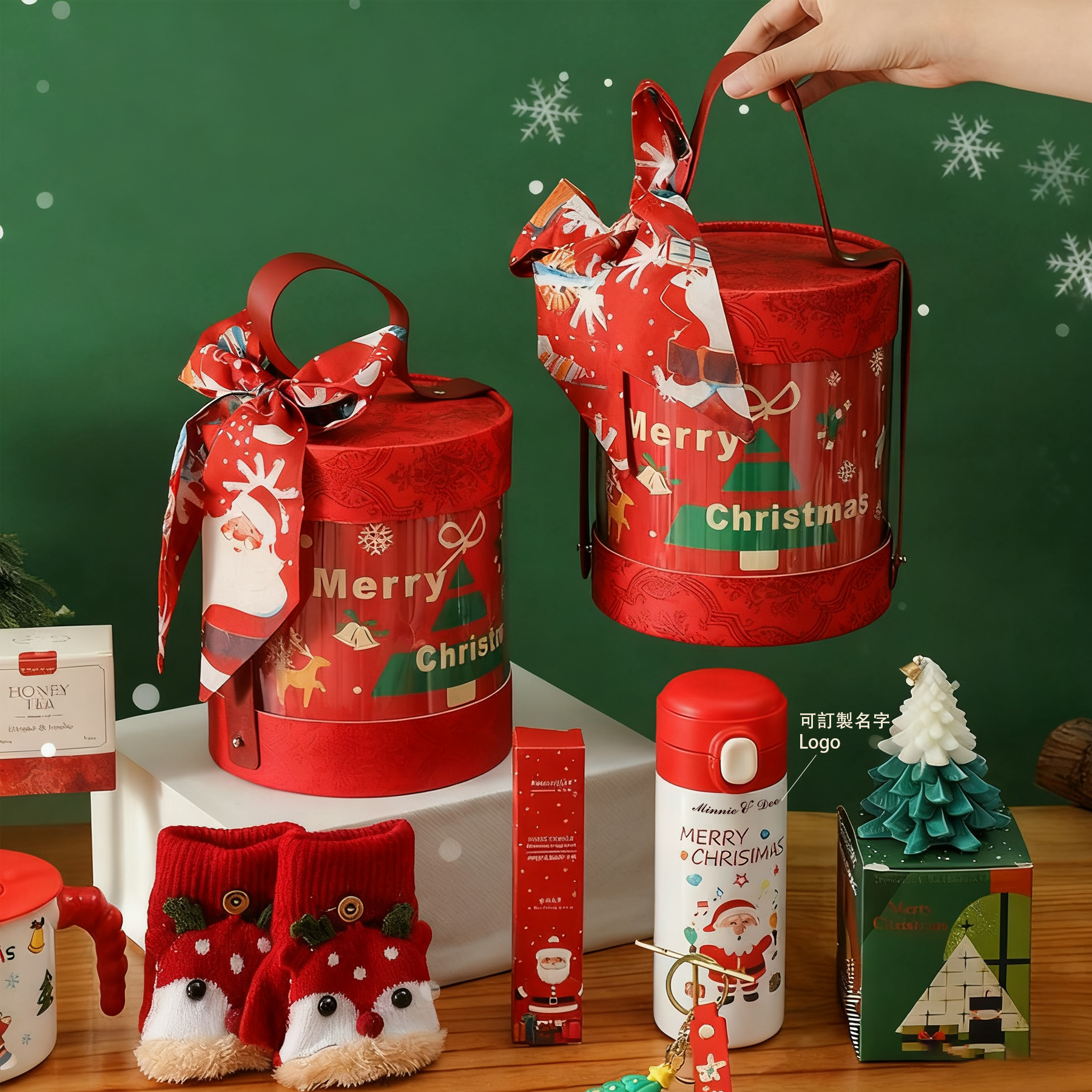 Customized Christmas Hug Basket | 訂製聖誕抱抱桶伴手禮 禮品套裝 交換禮物 公司送員工 BG30-58