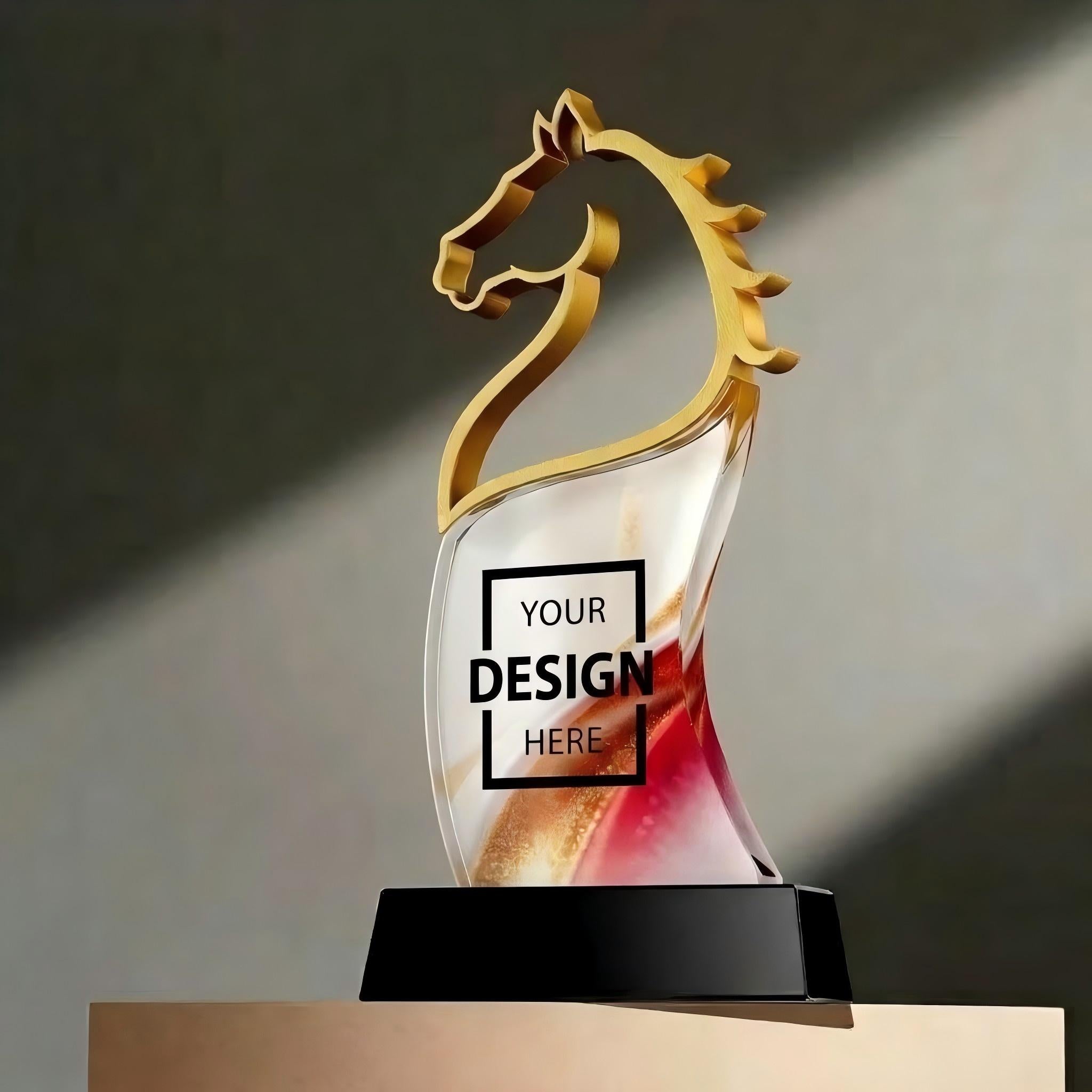 Customized year of horse creative crystal trophies to award outstanding employees | 客製化創意馬年水晶獎座頒獎典禮比賽獎盃