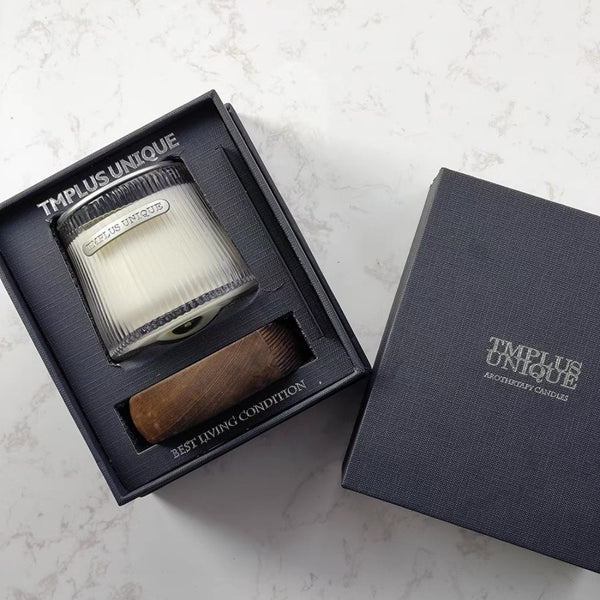 Aromatherapy Candle Set with Pine Wood Base