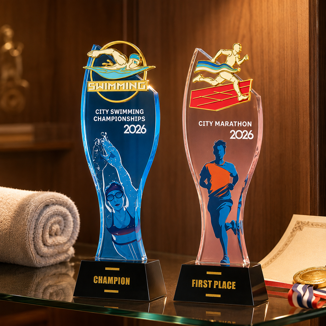 Custom Enamel Metal & Crystal Award Trophy for Tournaments|客製化金屬彩雕水晶獎盃 多款球類運動可選 賽事頒獎團體訂製