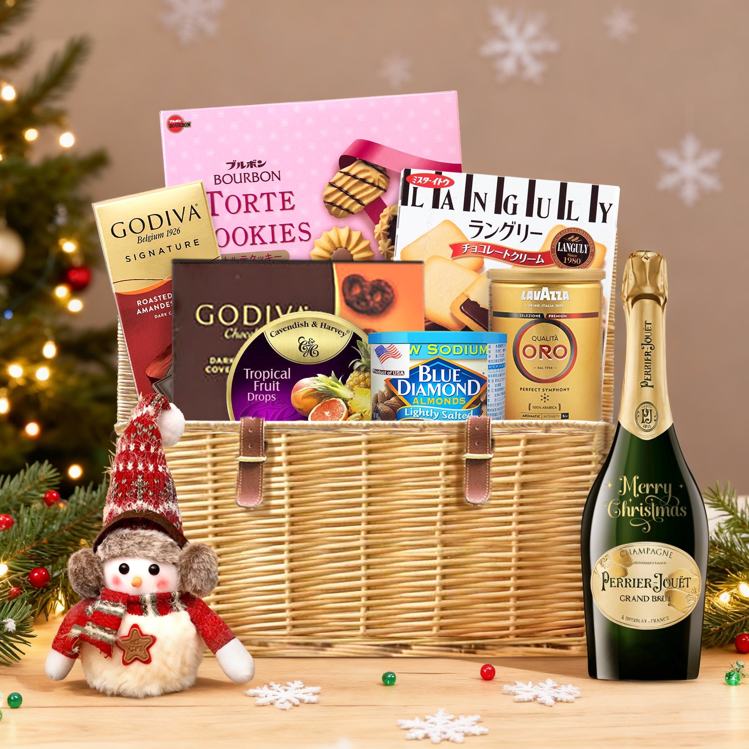 【聖誕香檳零食禮籃】香檳+零食禮籃 Christmas Champagne Food Hamper 個人化禮籃 零食食品感謝禮物 祝賀禮物 聖誕禮物 送朋友送長輩送客戶