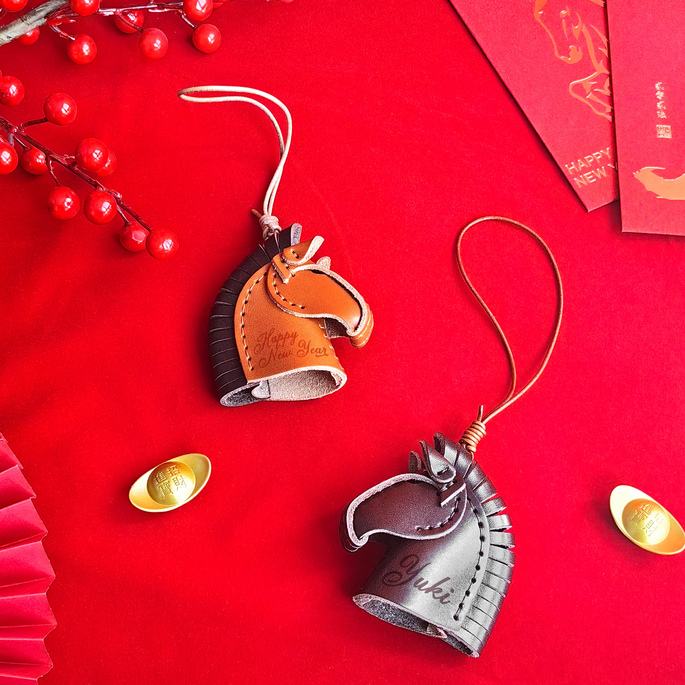 Customized New Year Pendant Gift | 2026新年馬頭皮質挂件 馬年鑰匙扣