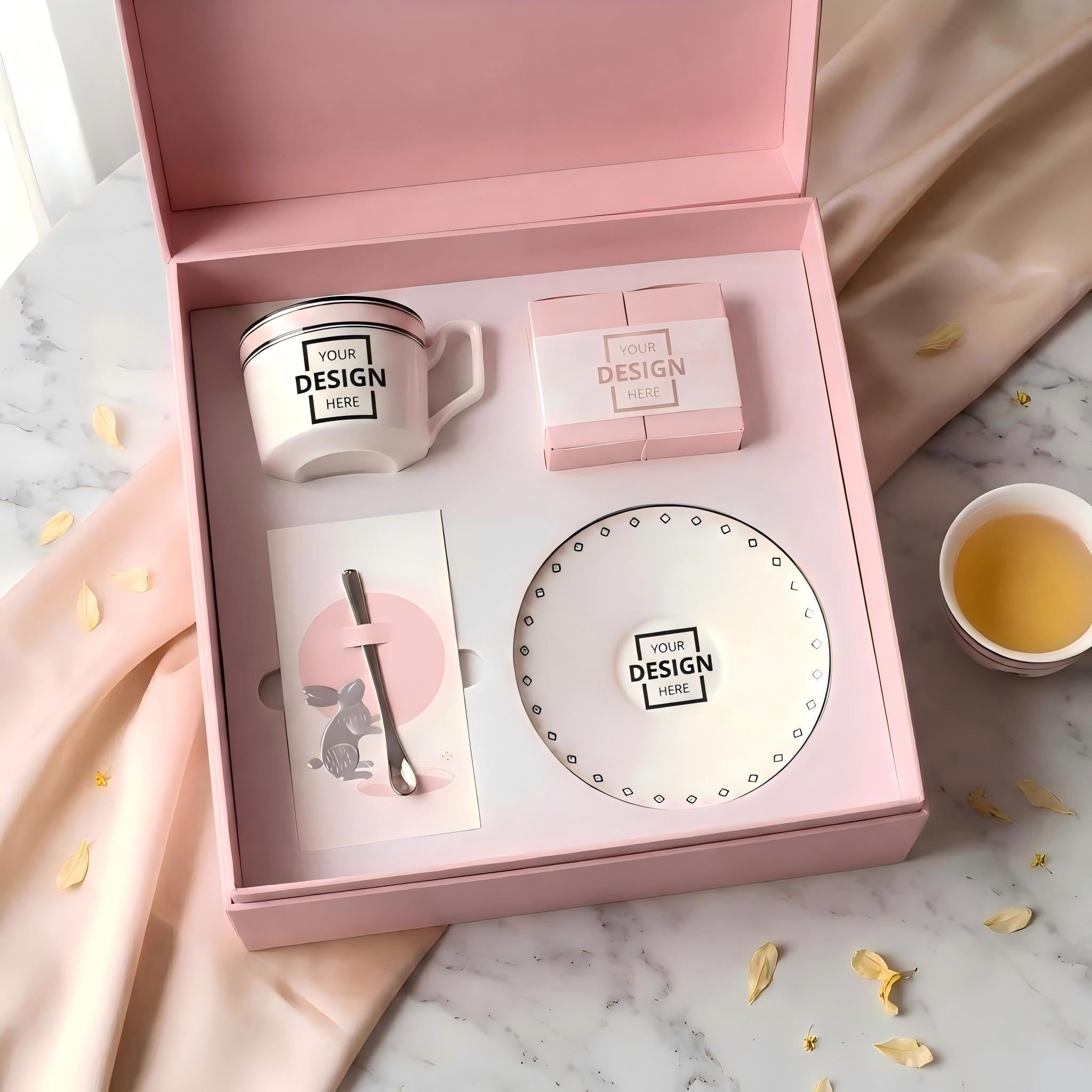 Customized Mid-Autumn Western Tea Set & Mooncake Gift Box Ceramic Mug Saucer Spoon Corporate Festival Gift|中秋西式茶具月餅訂製禮盒 陶瓷馬克杯碟匙套裝 企業節慶送禮