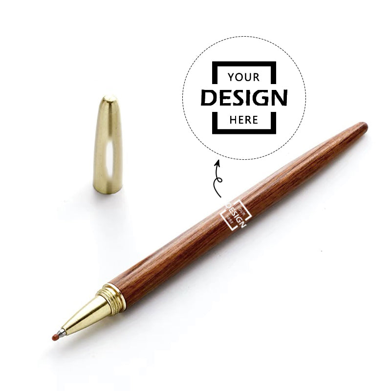 Custom esg certified eco-friendly business wood brass signature pen