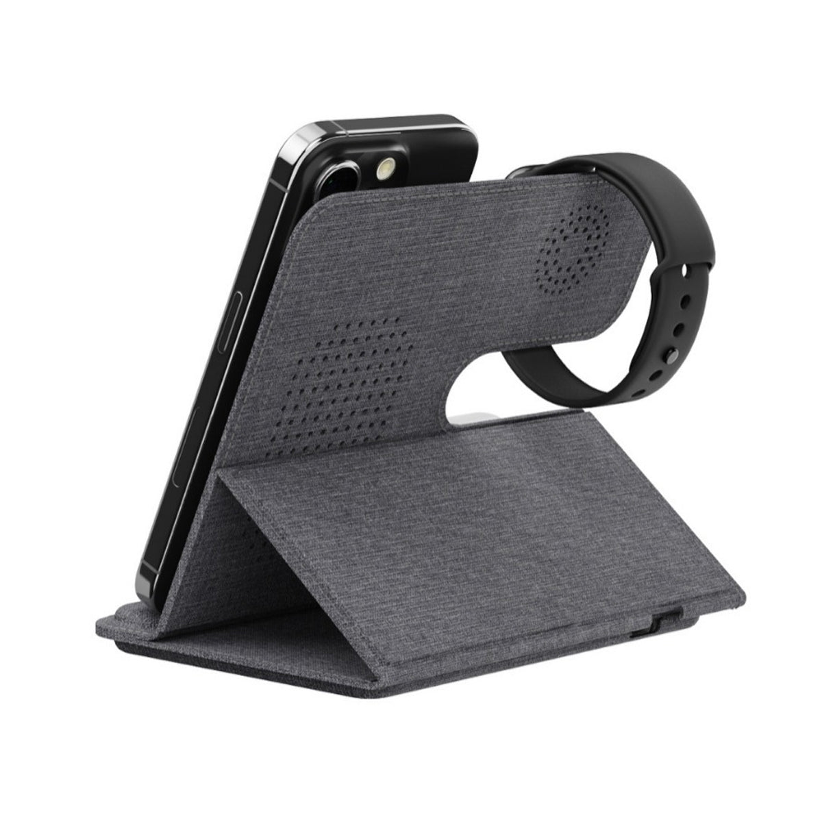 【定製】創新摺疊設計 環保PU磁吸無線充 三合一摺疊設計 135x128mm便攜