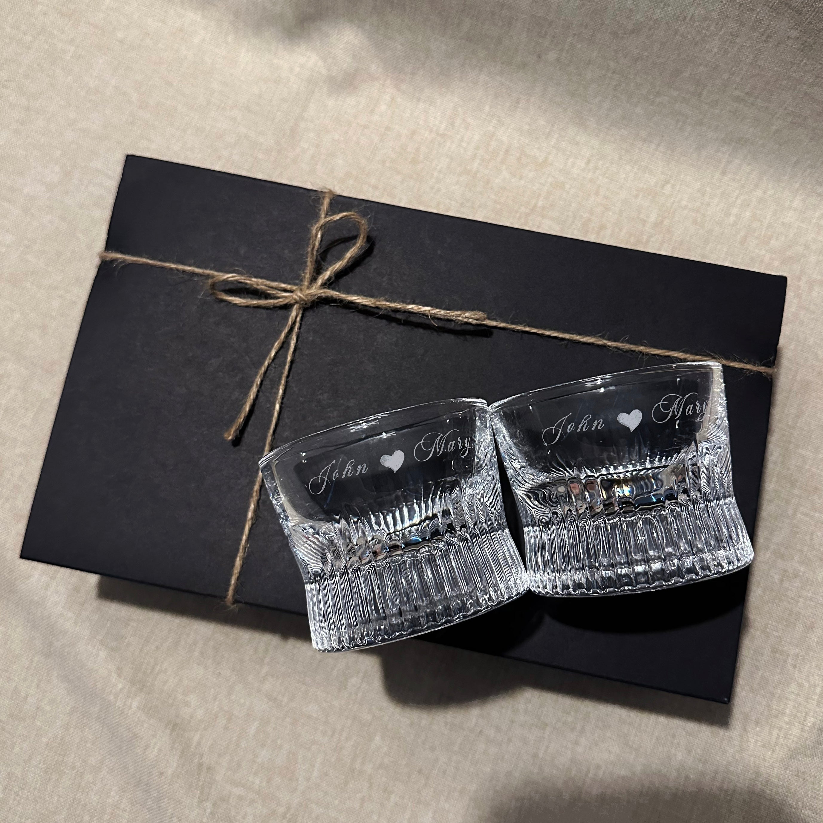 Premium Striped Whiskey Glass Set