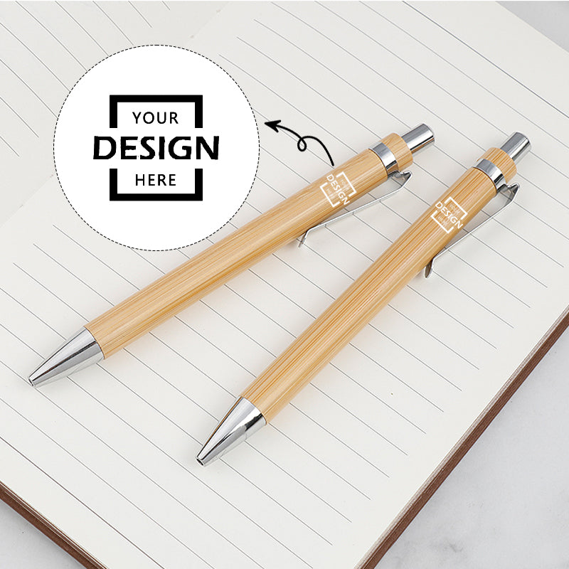 Custom esg certified environmentally friendly bamboo and wood press ballpoint pen