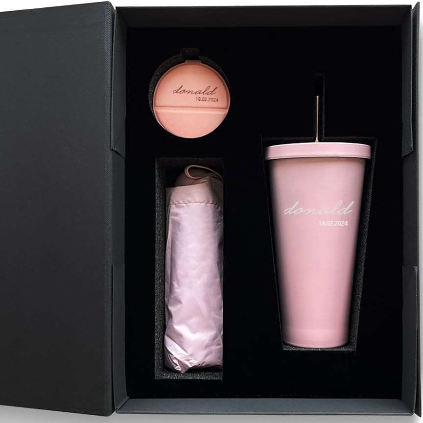 Pink Water Bottle Gift Set