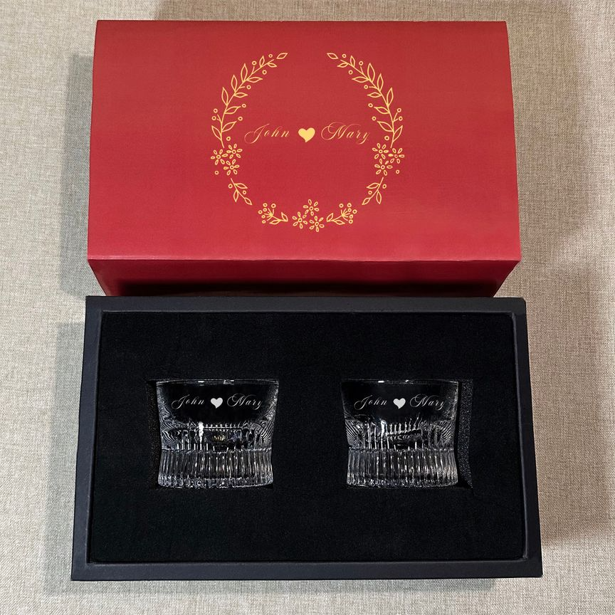 Premium Striped Whiskey Glass Set