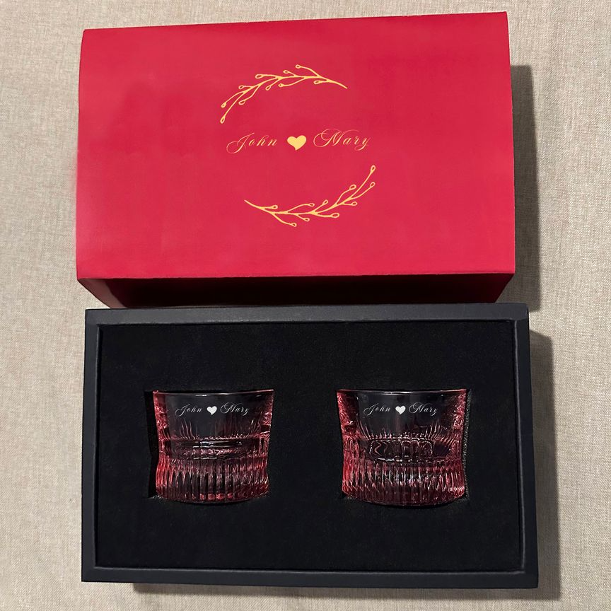 Pink Striped Whiskey Glass Set