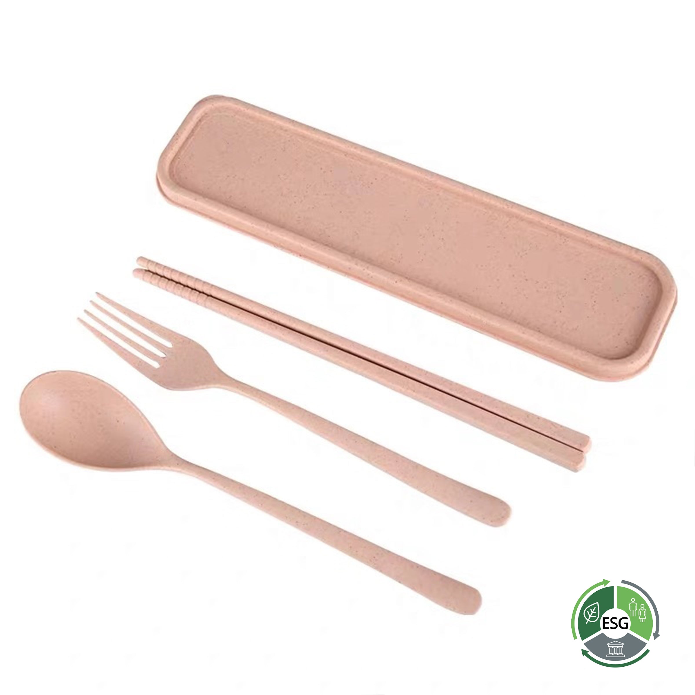 Wheat Straw Tableware Portable Box | 小麥秸稈筷勺叉食品級餐具三件套裝便攜盒裝BG17-11