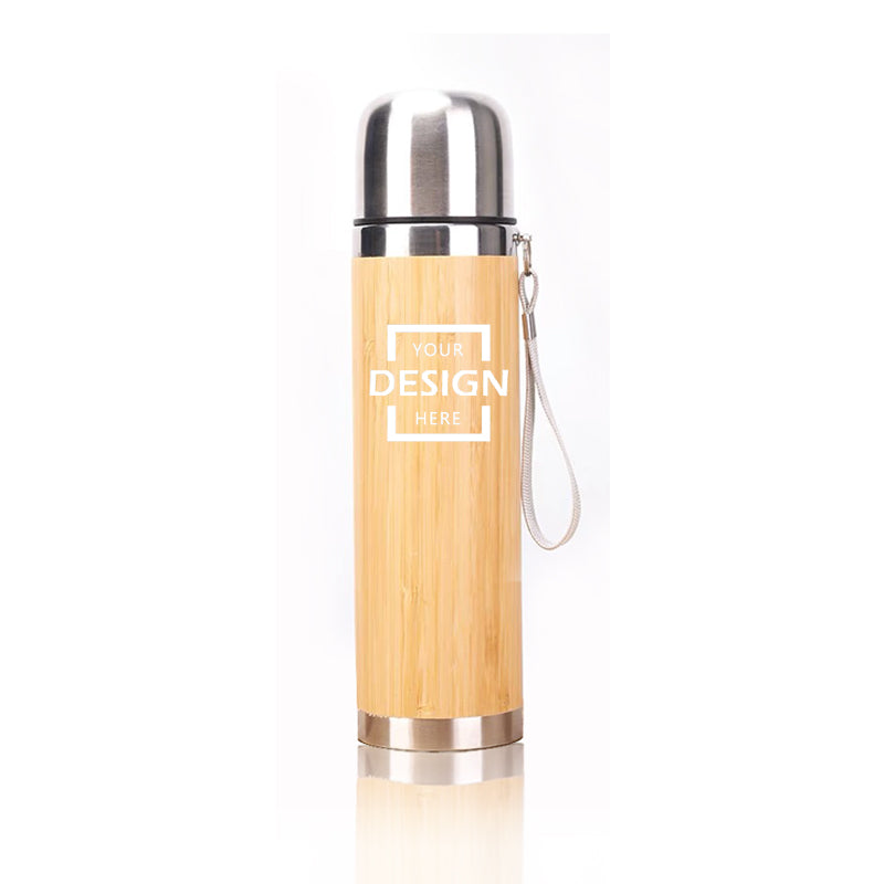 High quality Custom wood cup Office stainless steel thermos cup with hand rope BG26-111