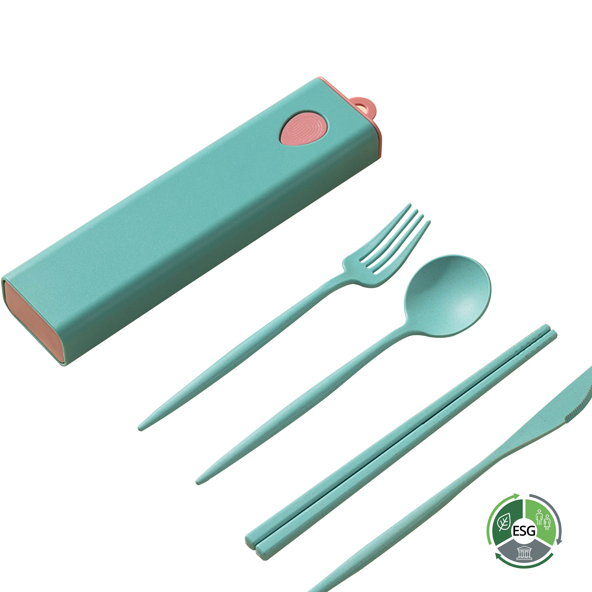 Four-piece Wheat Straw Tableware Portable Set | 小麥秸稈餐具便攜套裝筷子四件套勺子收納盒BG17-12