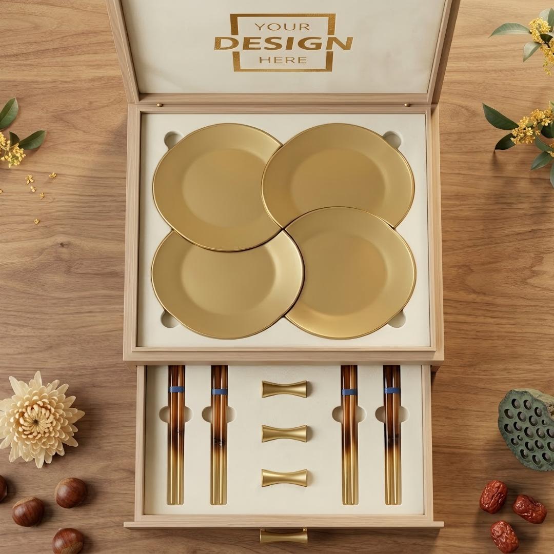 Fully Customized Mid-Autumn Chopsticks & Tableware Gift Box Premium Wooden Set Corporate Festival Gift|中秋全訂製筷子餐具訂製禮盒 高端木質套裝 企業節慶伴手禮