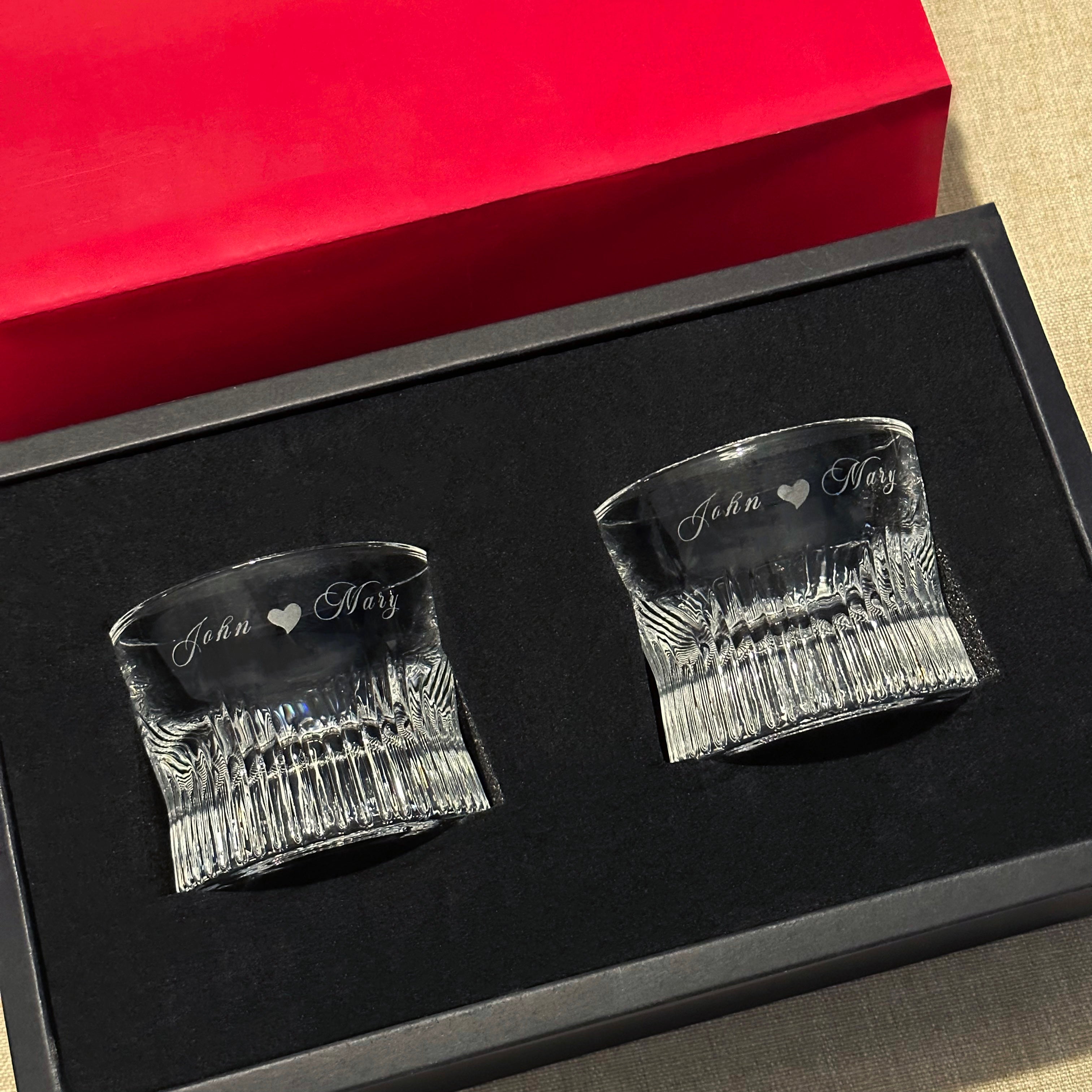 Premium Striped Whiskey Glass Set