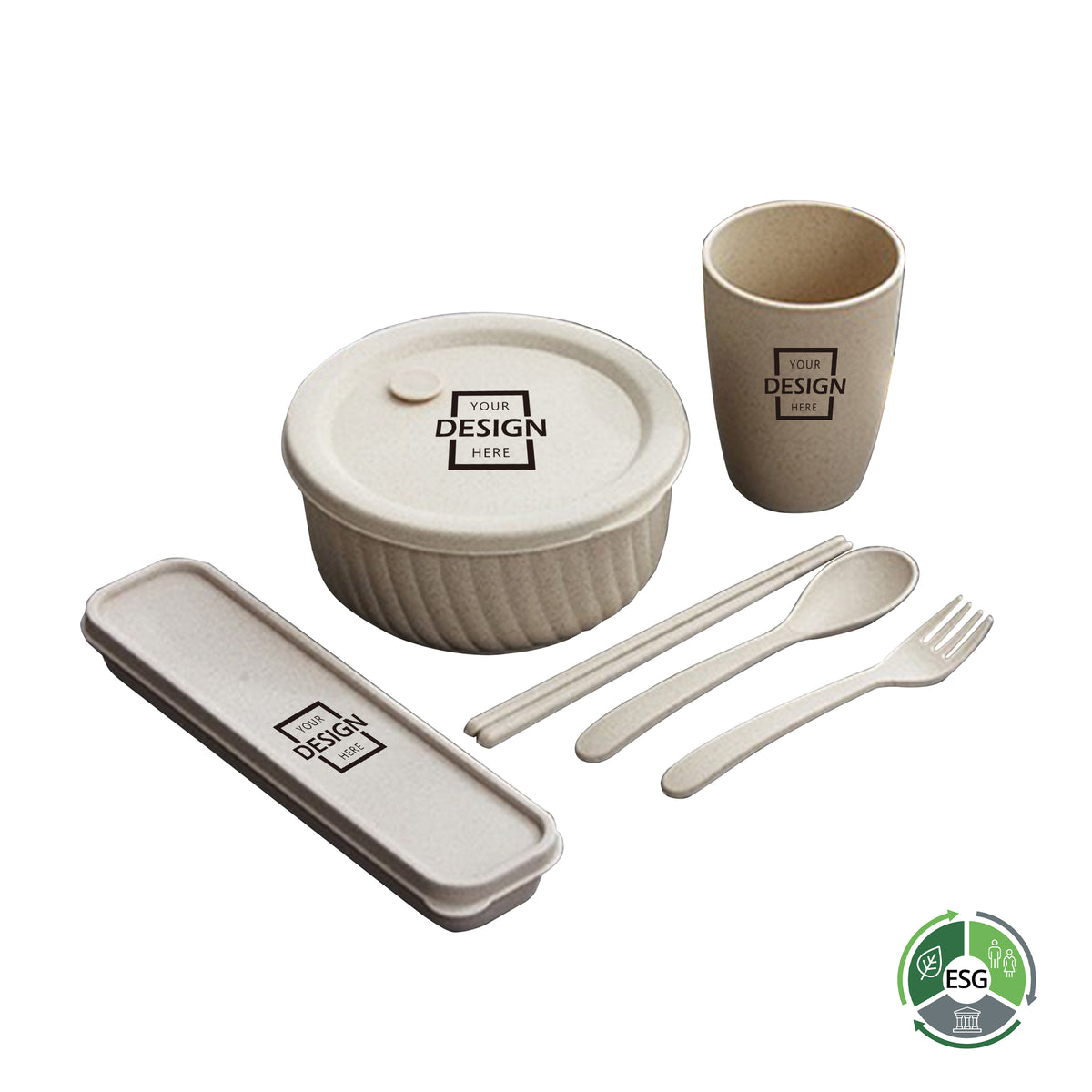 Wheat Straw Cutlery Set | ESG認證定制環保麥秸稈餐具套裝