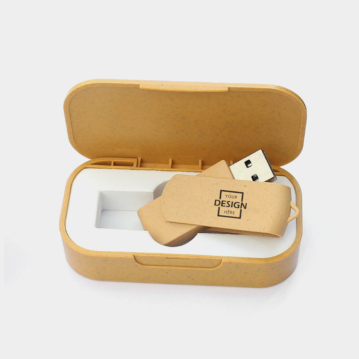 【環保禮品】小麥稭稈可降解U盤套裝客製化辦公禮品