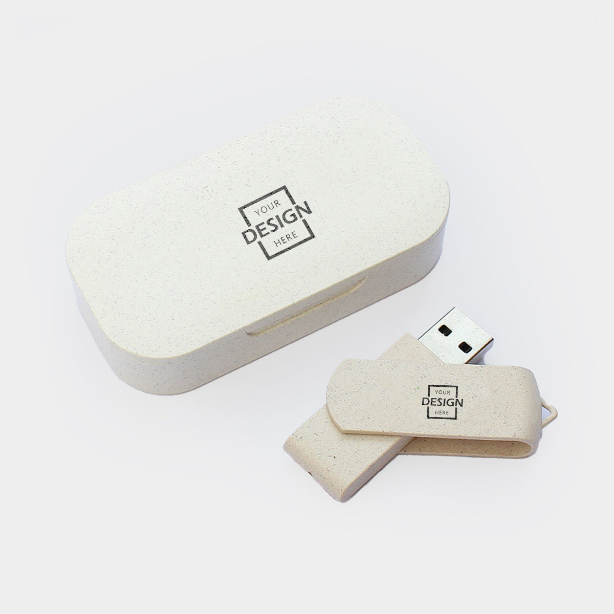 【環保禮品】小麥稭稈可降解U盤套裝客製化辦公禮品