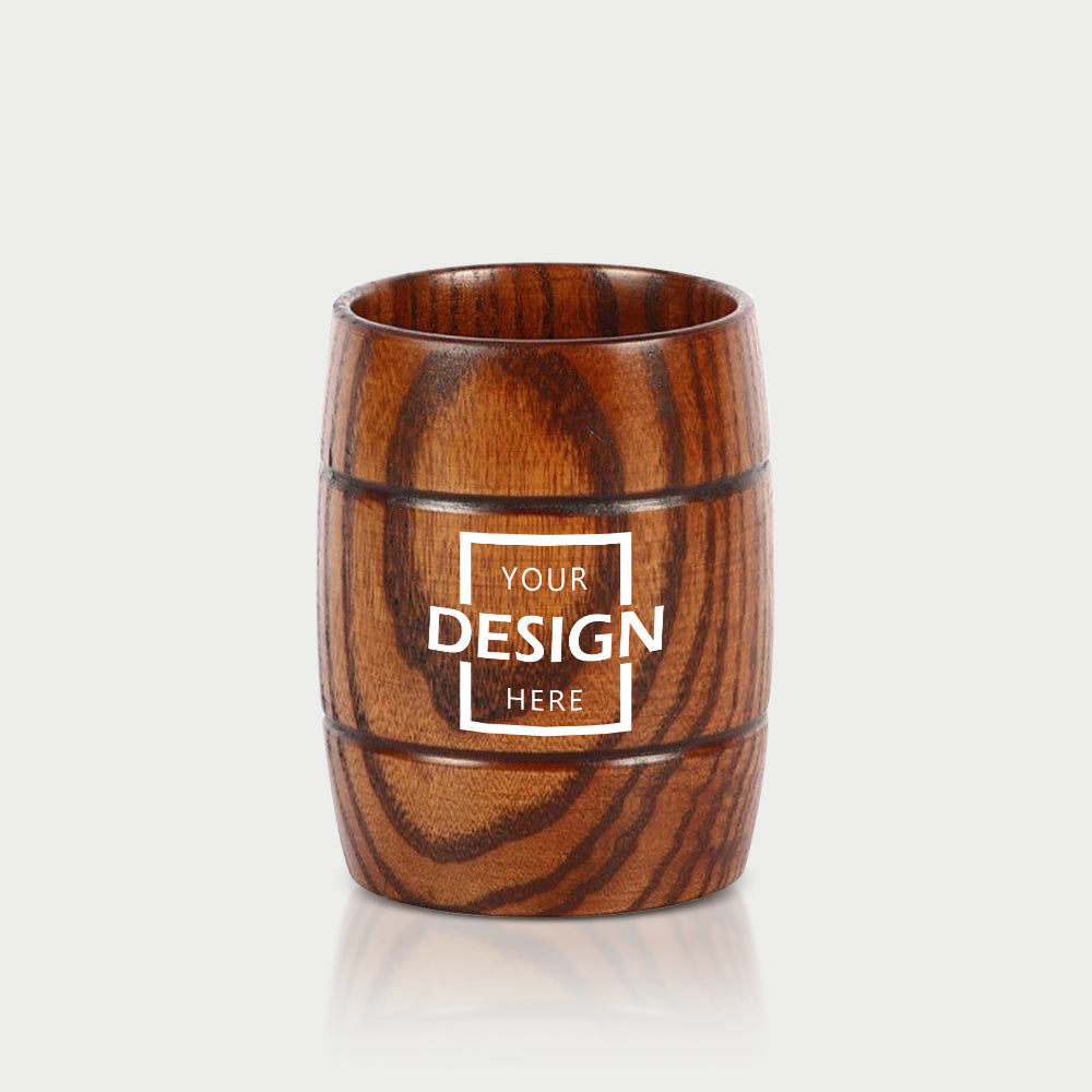 Custom Japanese Style Solid Wood Barrel-shaped Tea Cup