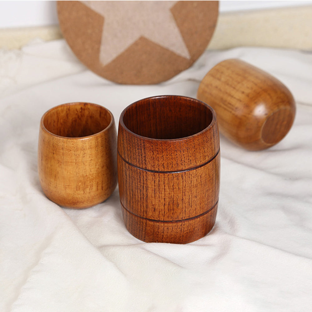Custom Japanese Style Solid Wood Barrel-shaped Tea Cup