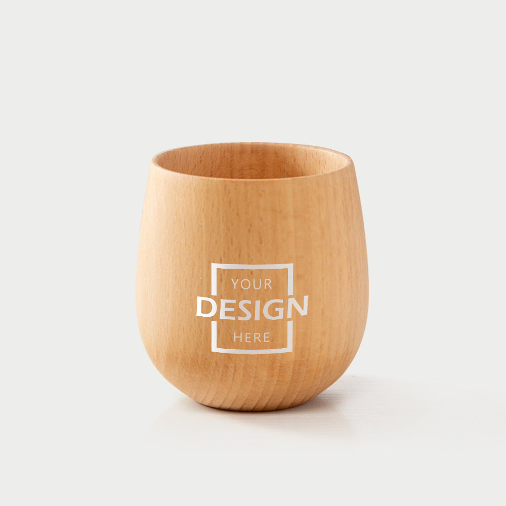 Custom Natural Lacquer-free Curved Solid Wood Cup BG26-104