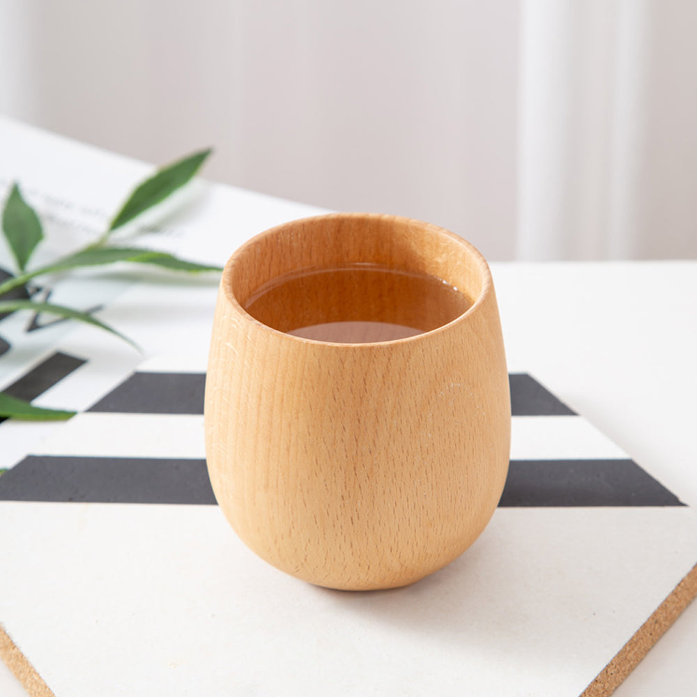 Custom Natural Lacquer-free Curved Solid Wood Cup BG26-104