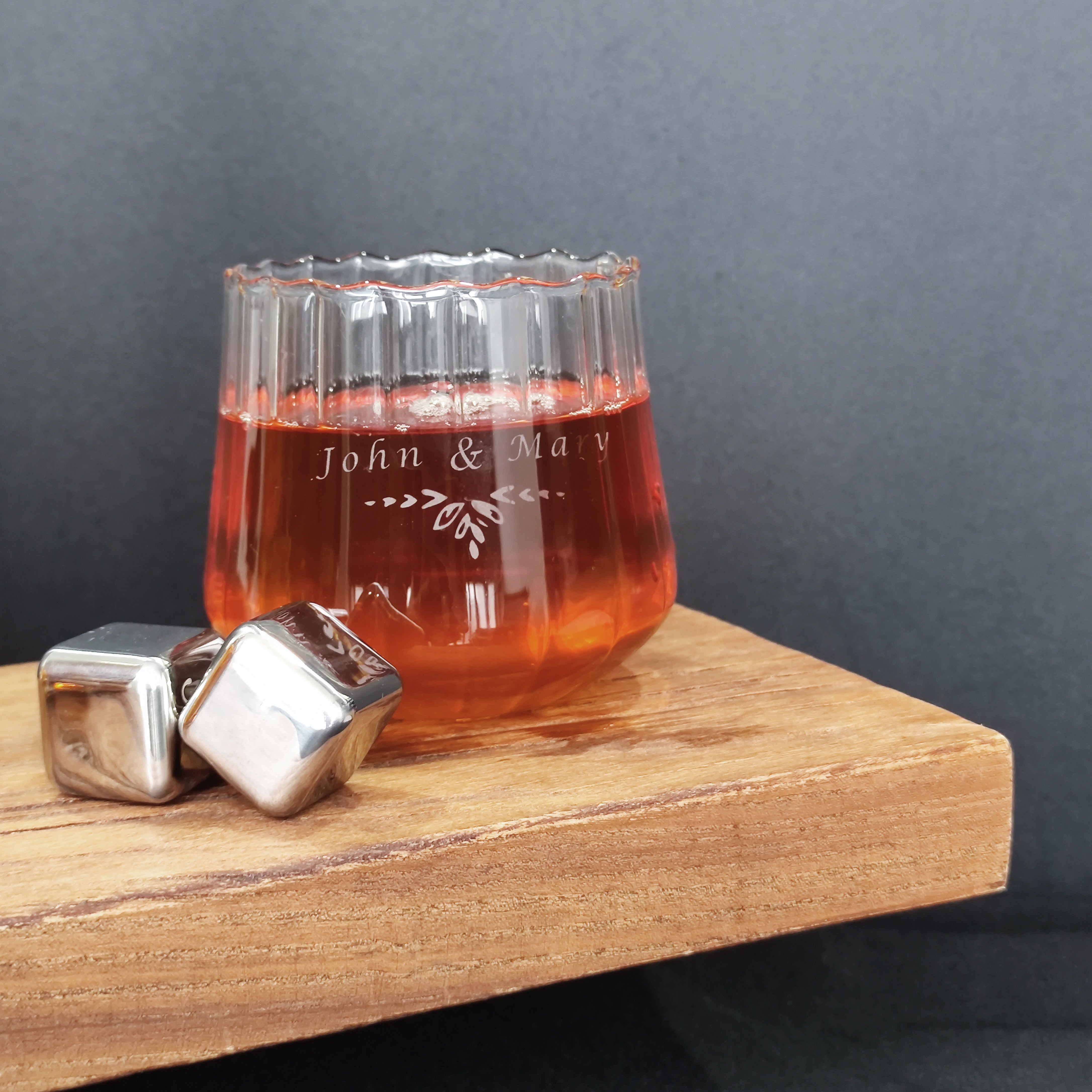 Elegant Floral Glass Whiskey Tumblers