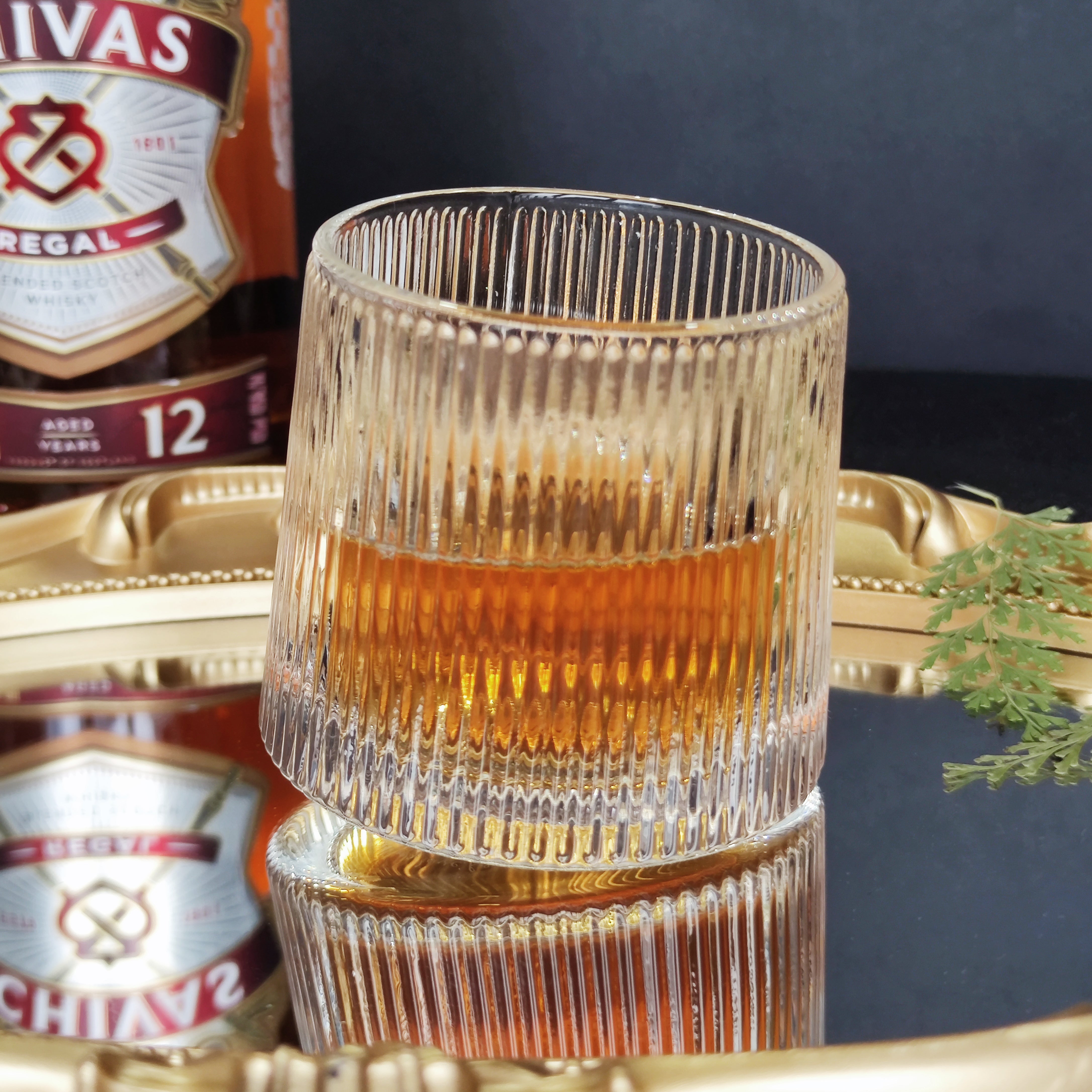 Striped Glass Whiskey Tumblers Set