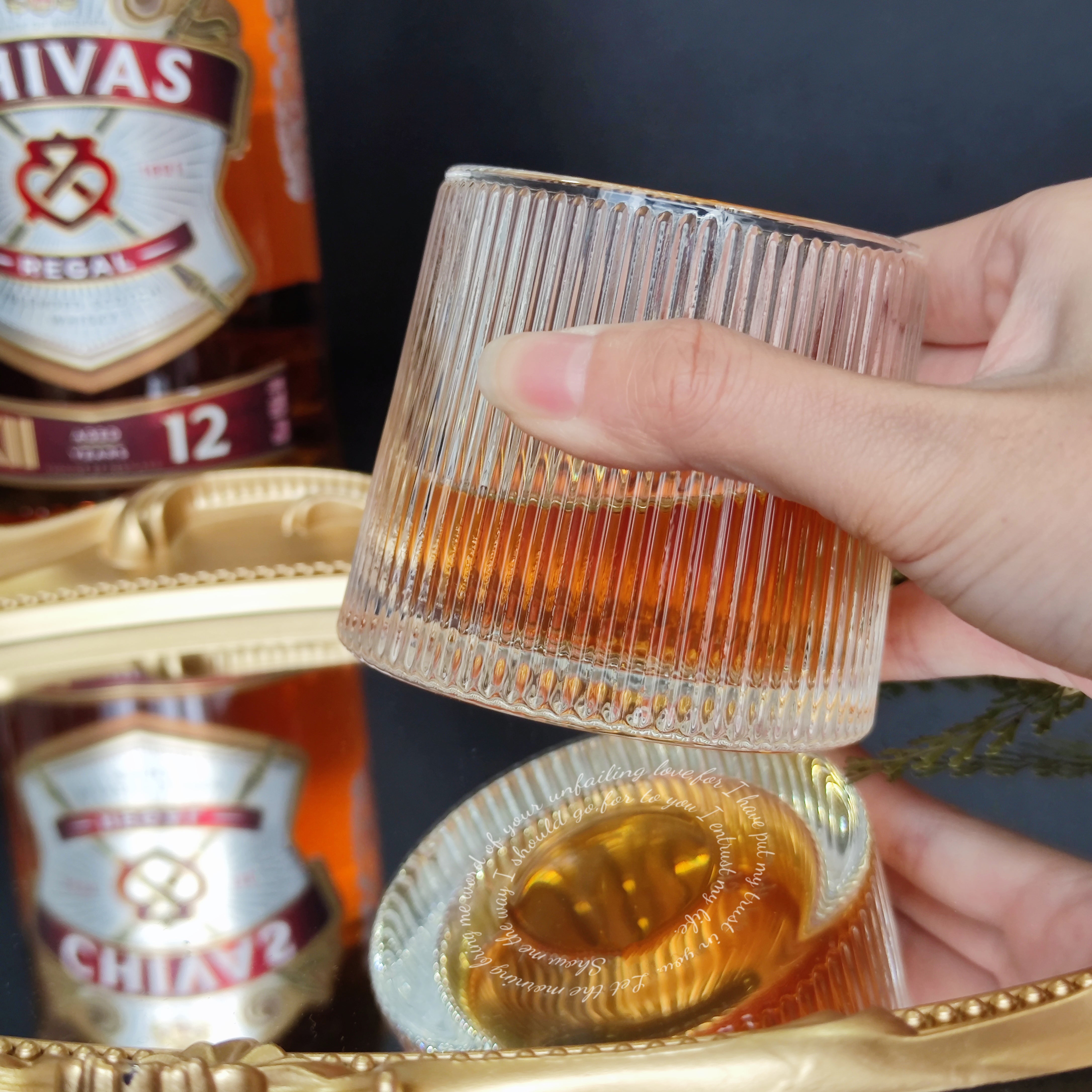 Striped Glass Whiskey Tumblers Set