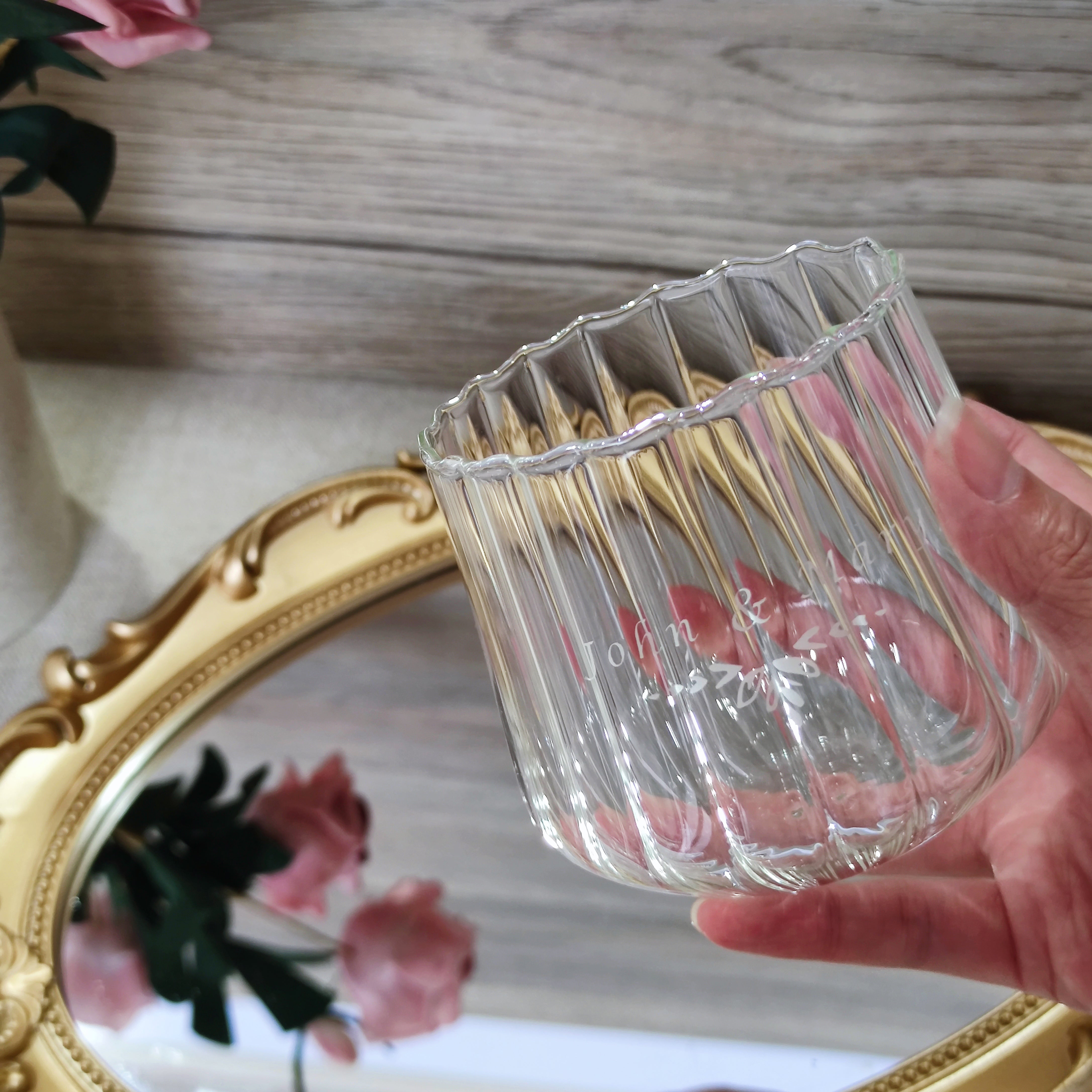 Elegant Floral Glass Whiskey Tumblers