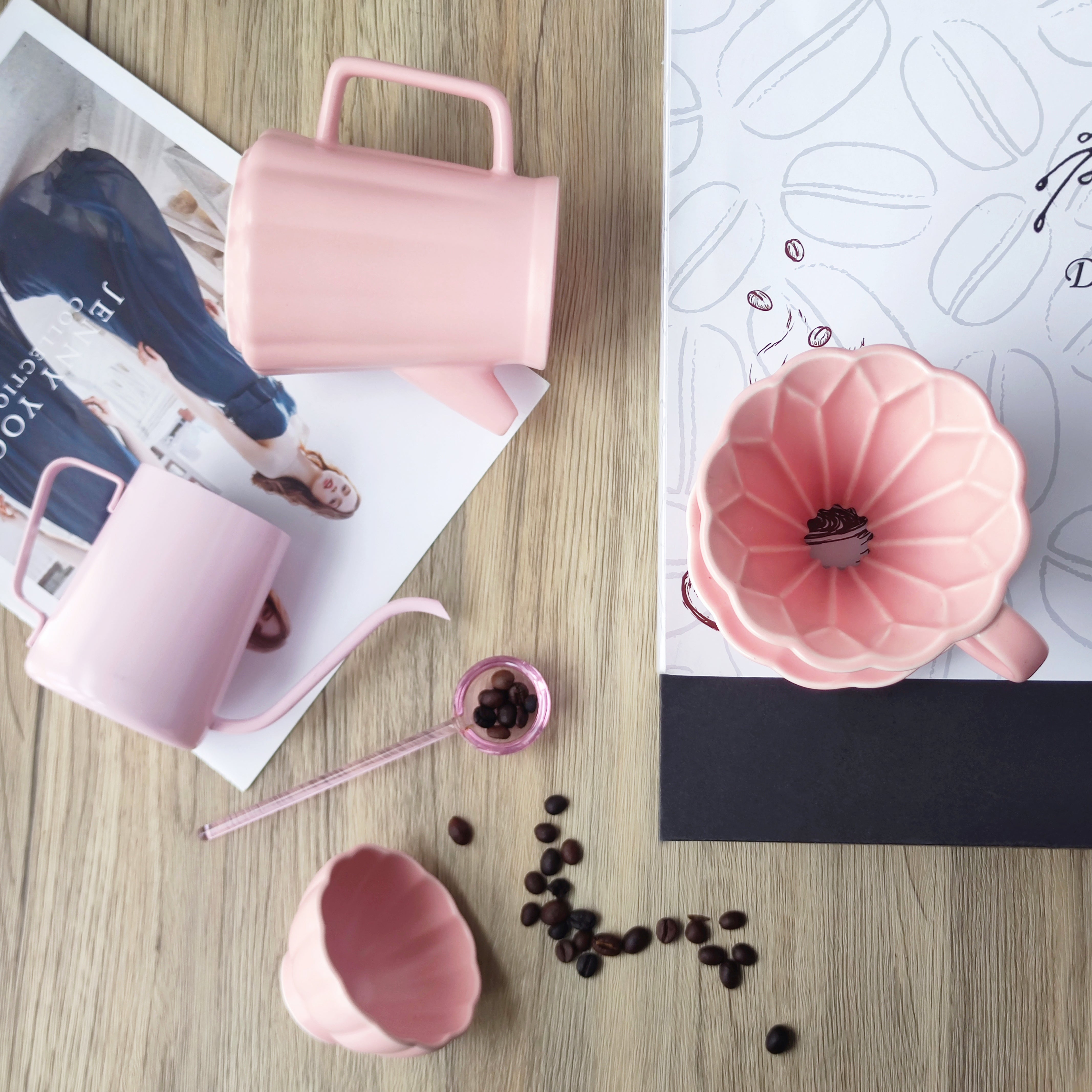 Pink Coffee Utensils Kit