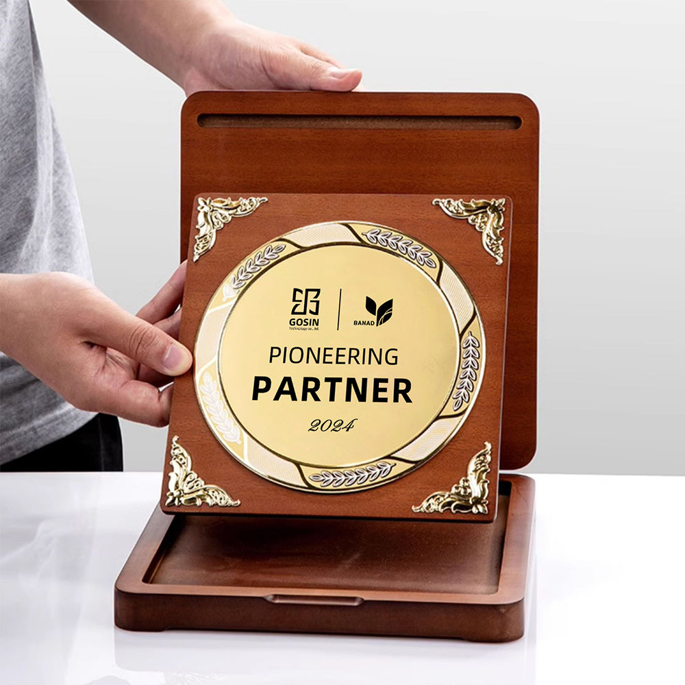 Metal-Edged Folding Wooden Box Trophy | 金屬花邊摺叠收納木盒證書獎座 BG20-48