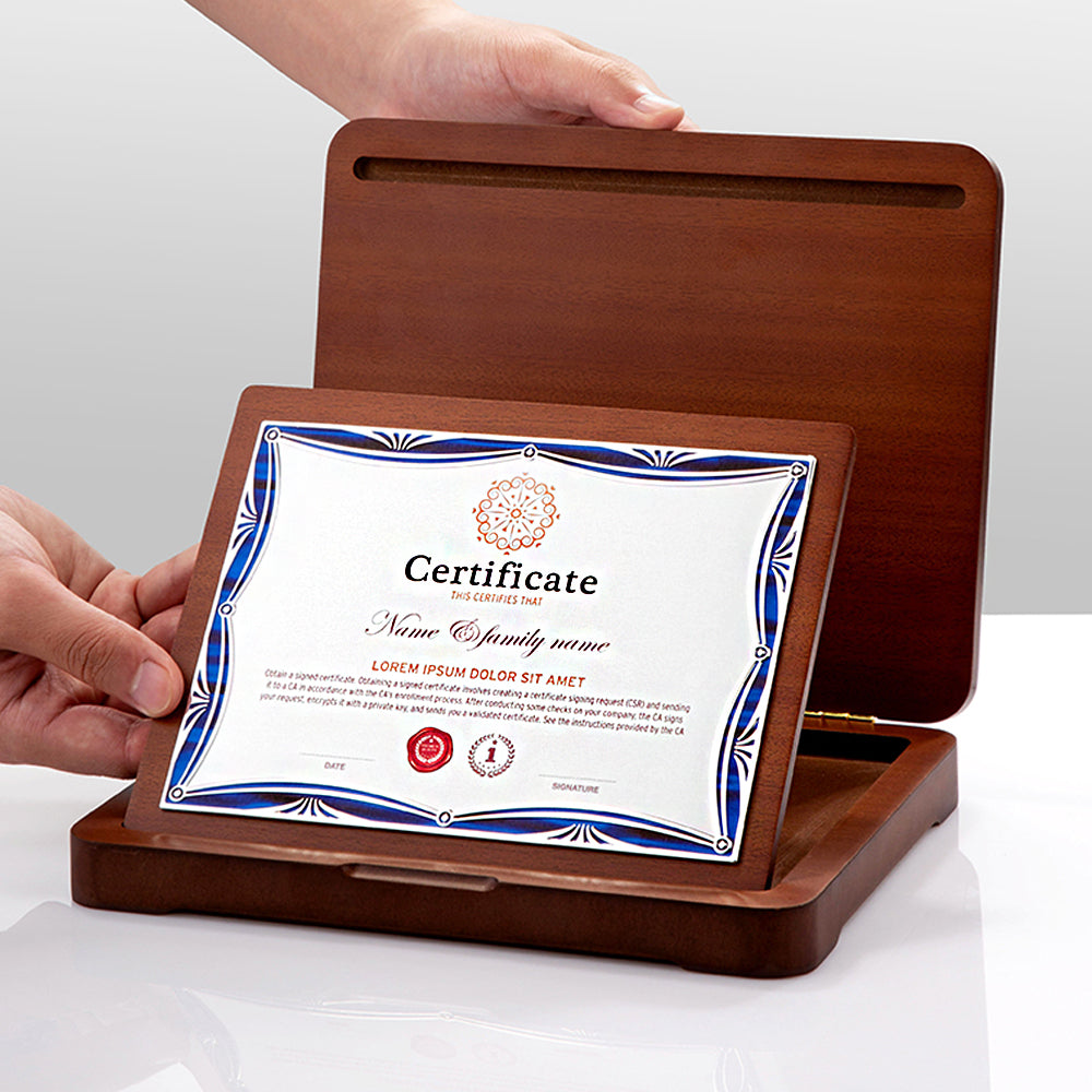Metal Certificate Folding Wooden Box Trophy | 金屬證書摺叠收納木盒獎座 BG20-49