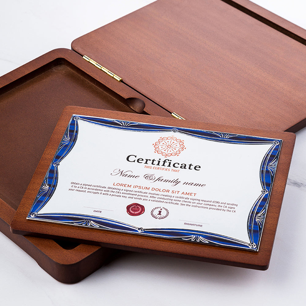 Metal Certificate Folding Wooden Box Trophy | 金屬證書摺叠收納木盒獎座 BG20-49