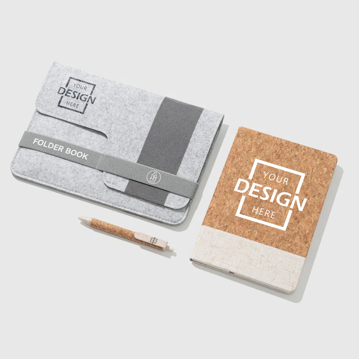 【定製】RPET再生材質筆記袋組合 內附軟木筆記本+軟木筆 輕便收納 環保實用