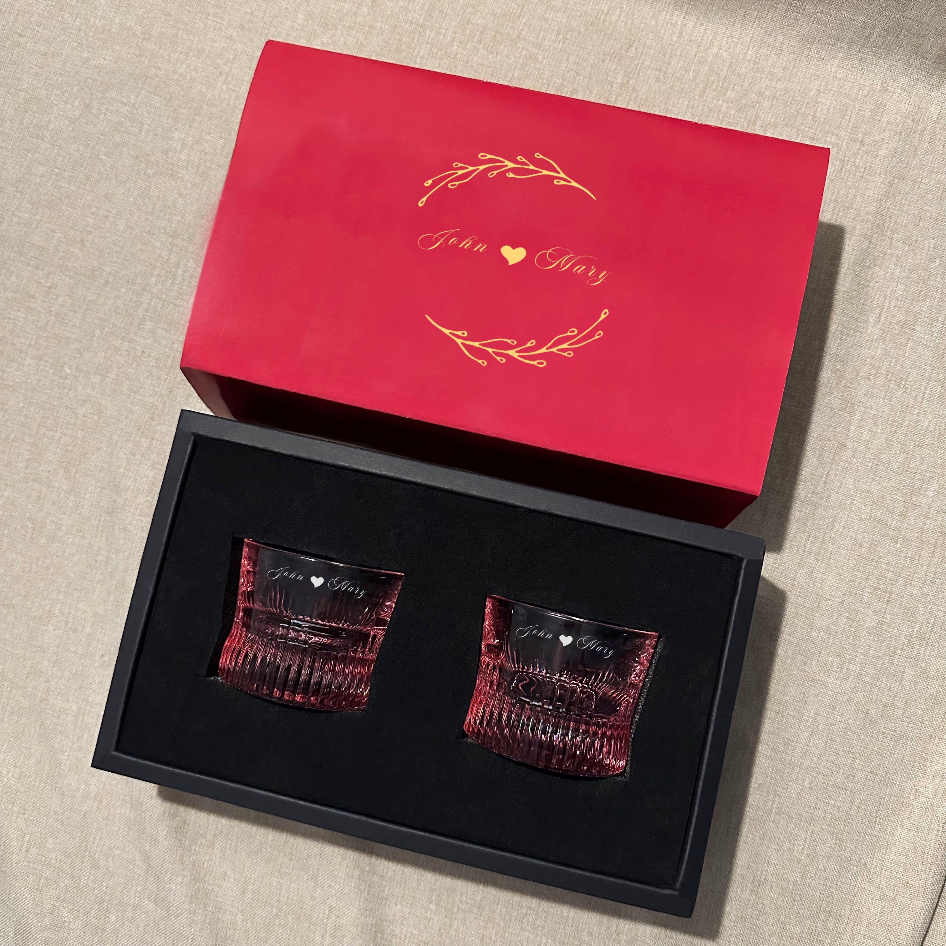 Pink Striped Whiskey Glass Set