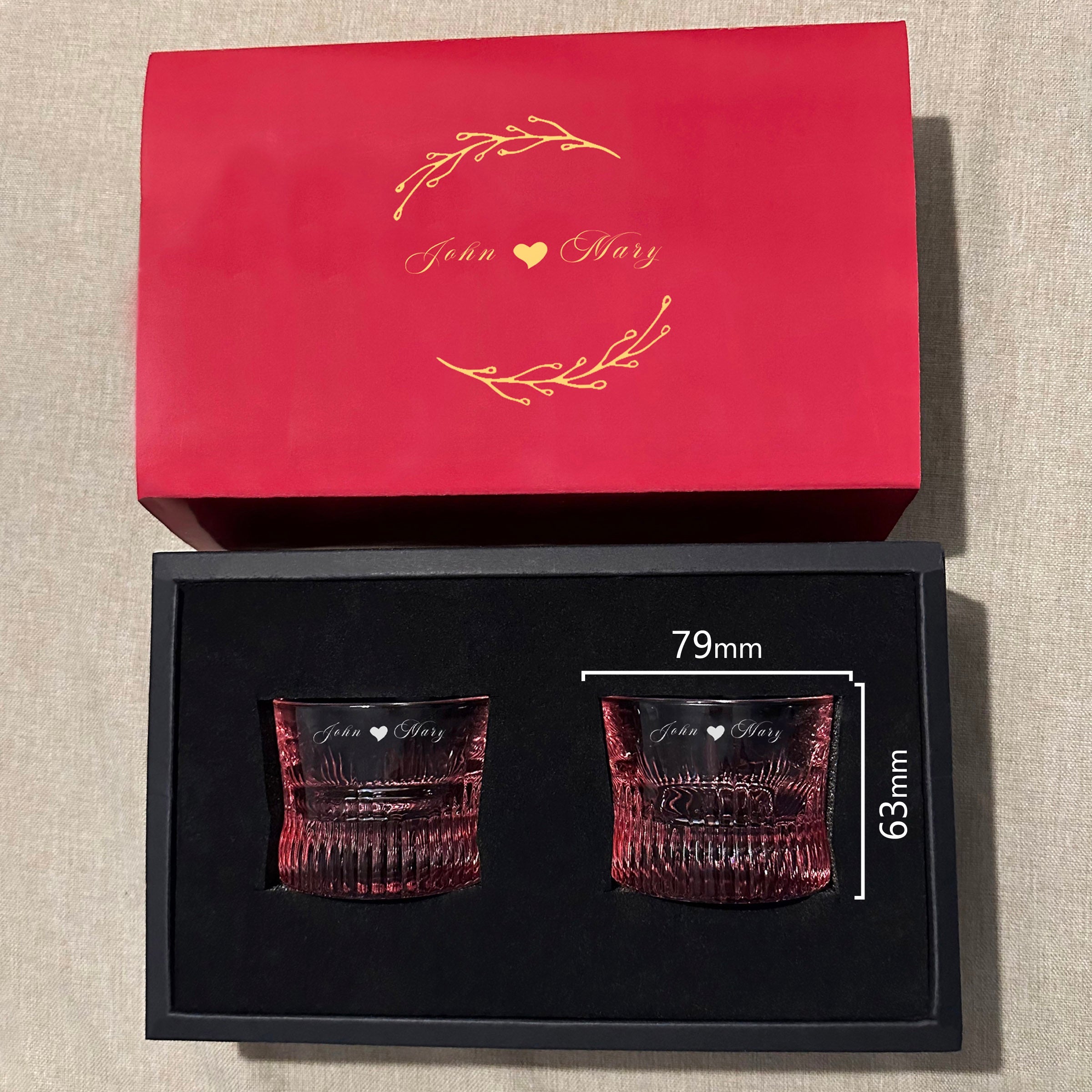 Pink Striped Whiskey Glass Set