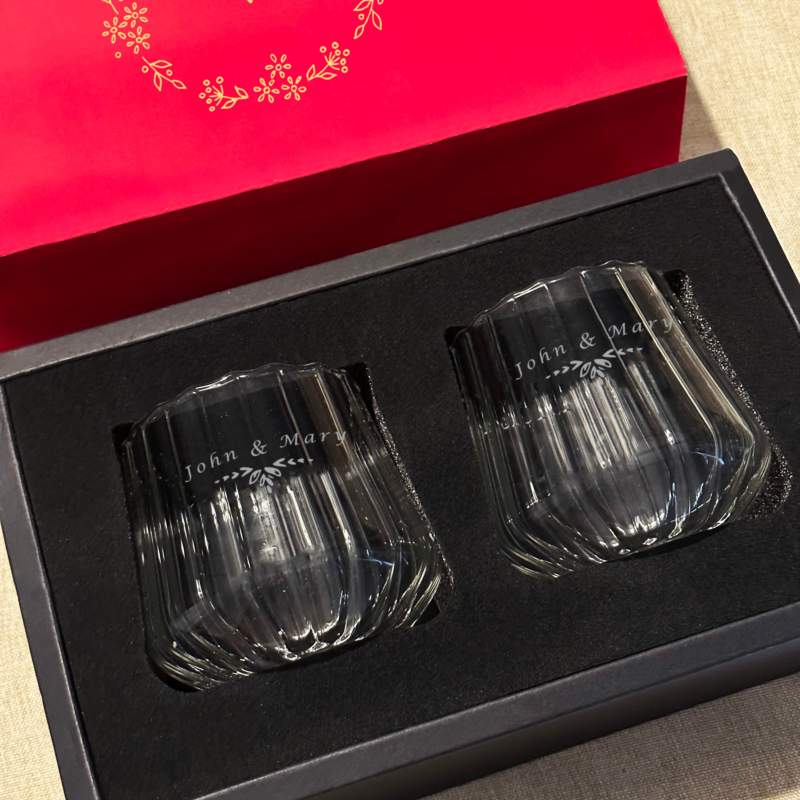 Elegant Floral Glass Whiskey Tumblers