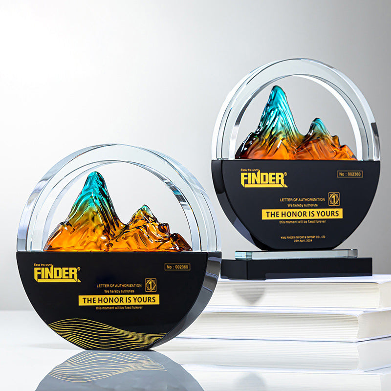 Customized creative crystal trophies to award outstanding employees | 創意水晶獎座制作高檔優秀員工獎盃BG20-101