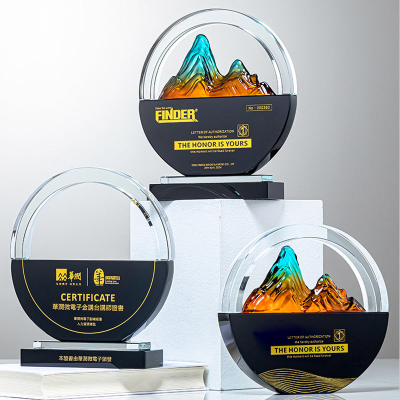 Customized creative crystal trophies to award outstanding employees | 創意水晶獎座制作高檔優秀員工獎盃BG20-101