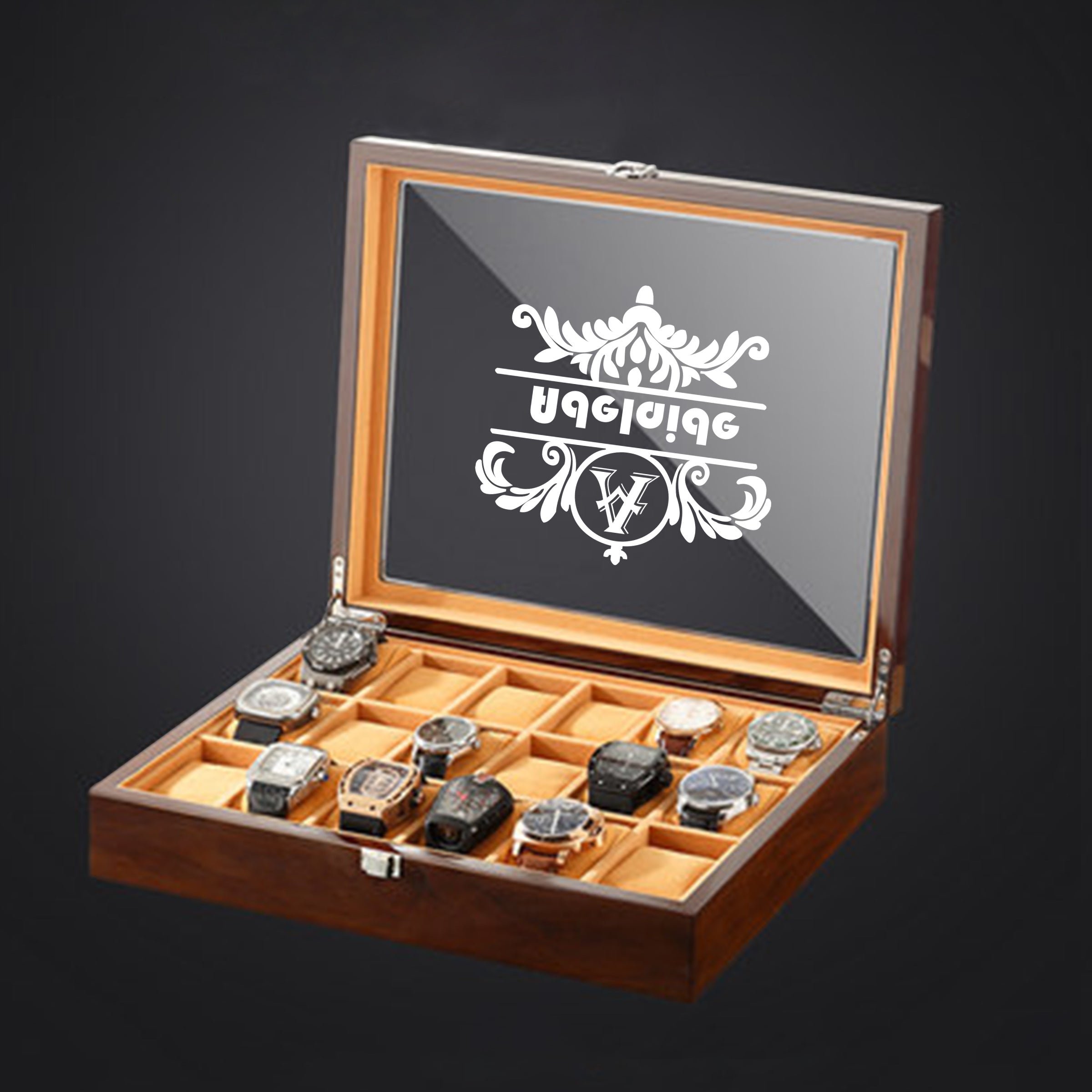 【家居系列】復古帶鎖多卡位手錶展示盒 客製玻璃手錶收納盒BG23-42