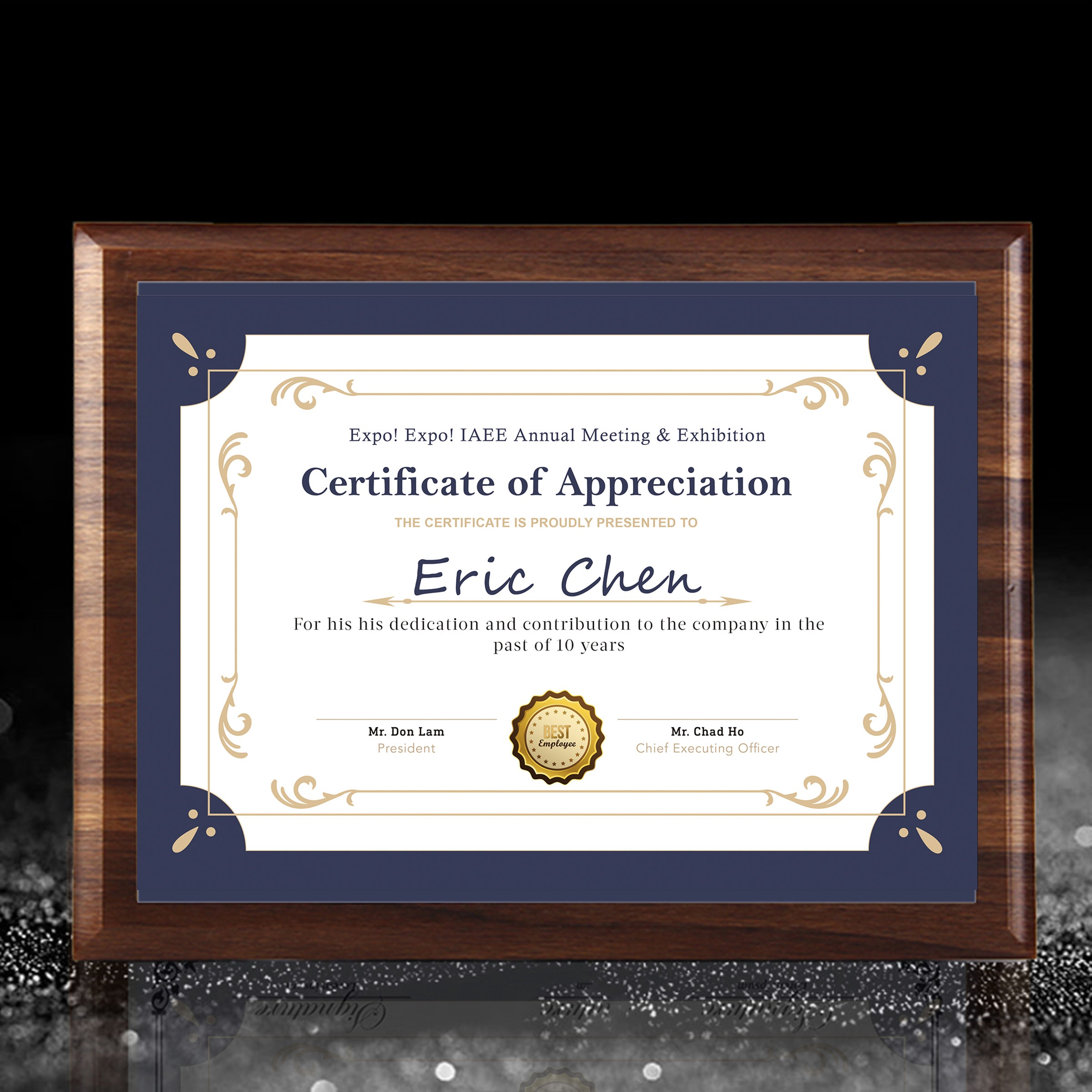 Custom Exhibition Certificate | 金箔定制授權證書 實木客製展會證書BG32-7