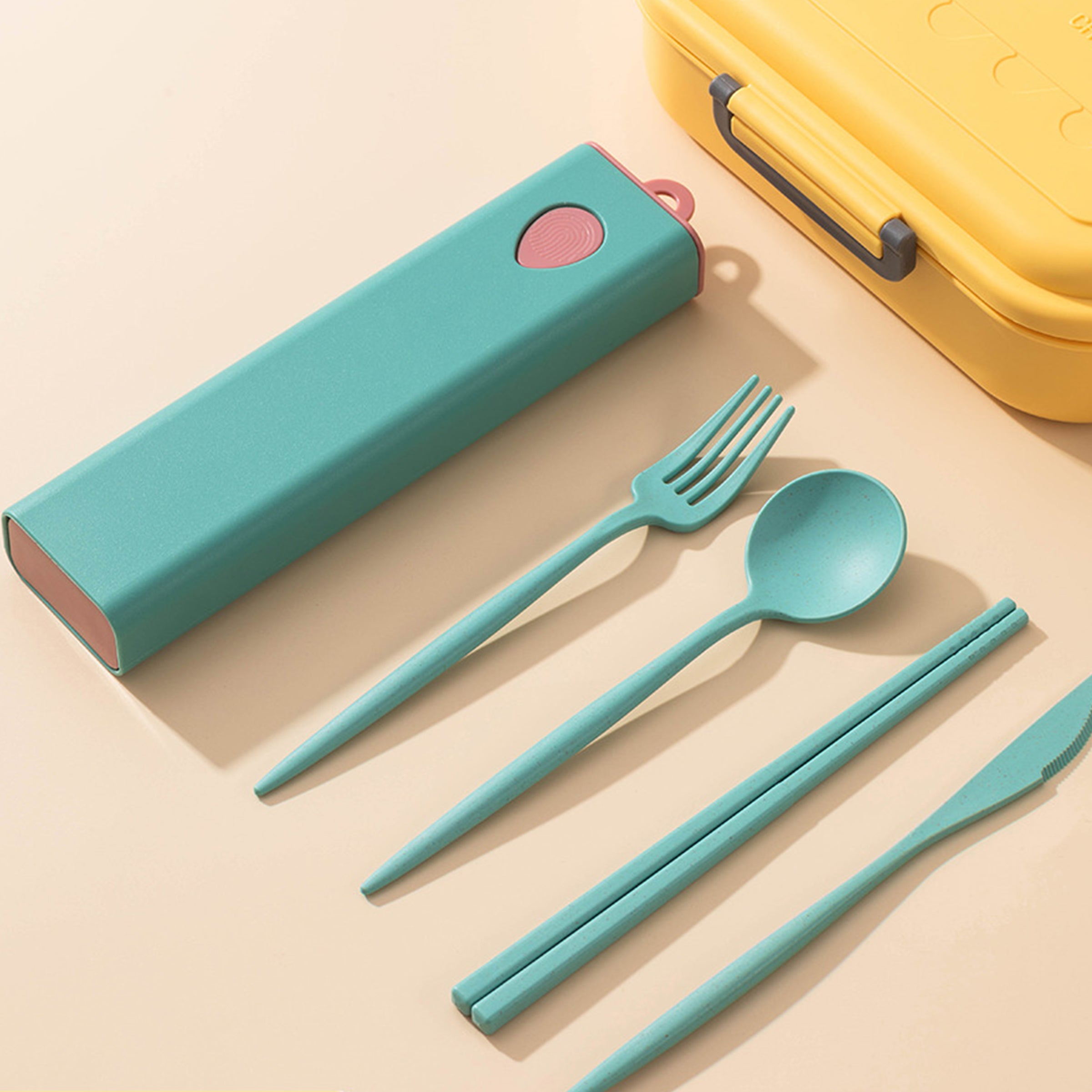 Four-piece Wheat Straw Tableware Portable Set | 小麥秸稈餐具便攜套裝筷子四件套勺子收納盒BG17-12