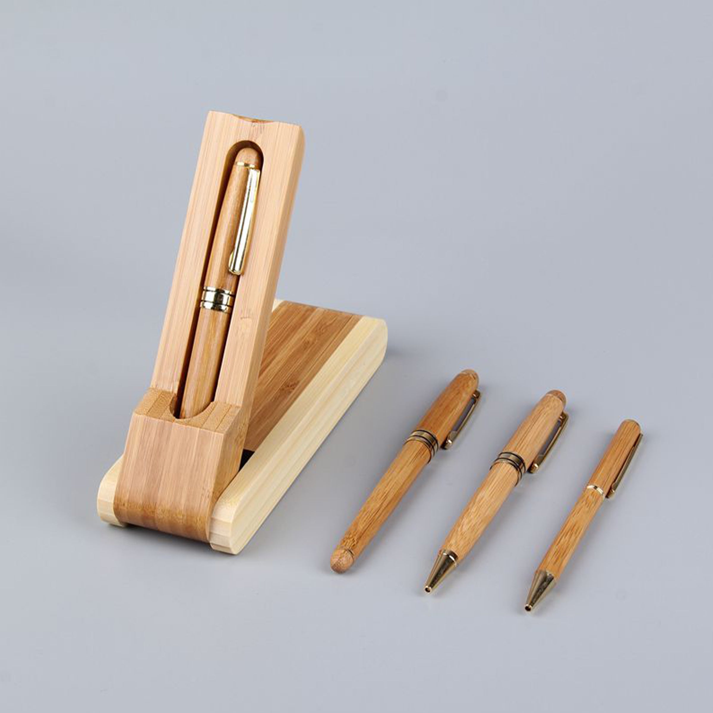 Bamboo Pen Wooden Box Set | 竹筆中性筆鋼筆書寫簽字筆創意木盒可刻字禮品BG17-9