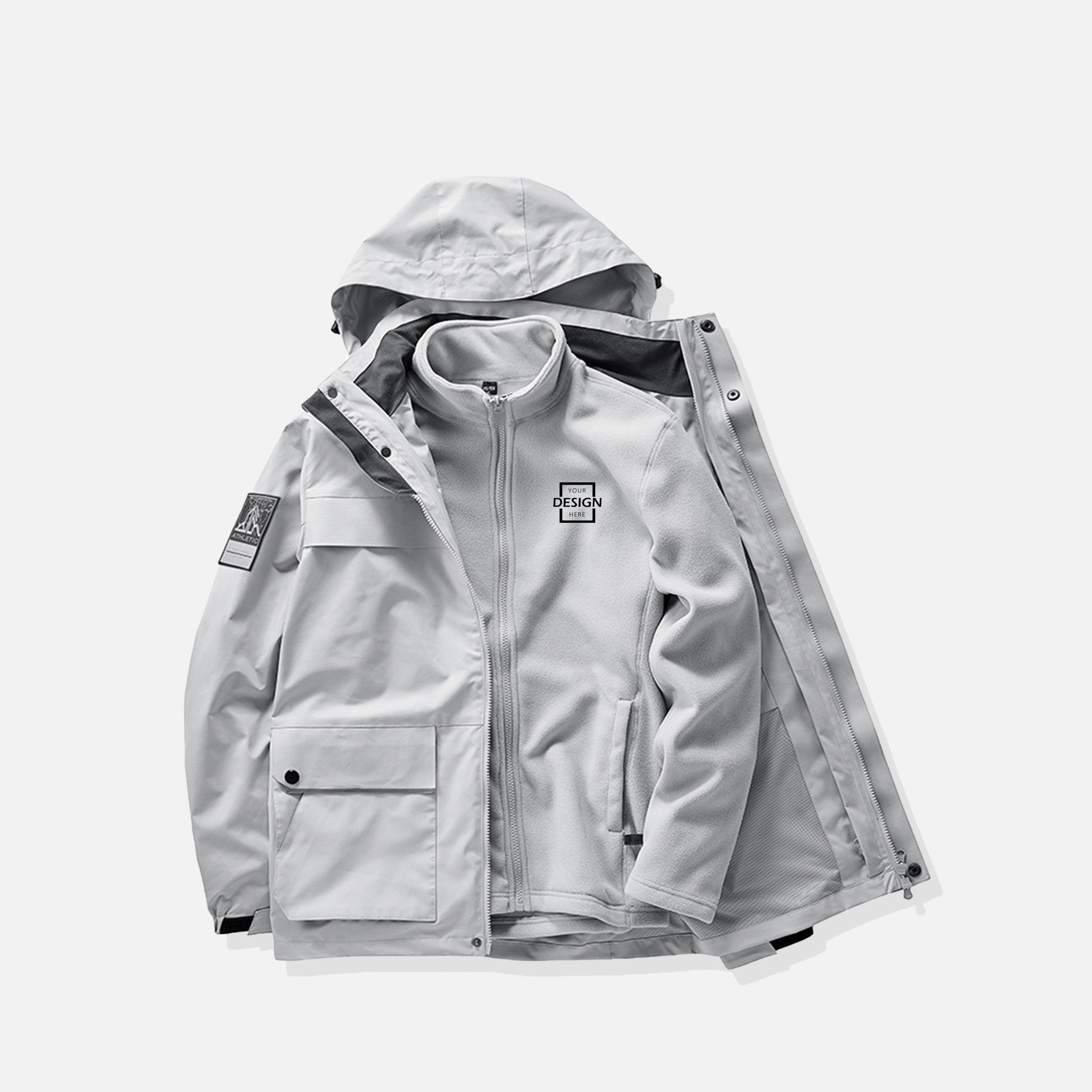 Outdoor Leisure Hoodie&Sweater Jacket | HK 兩件套純色衝鋒衣定制