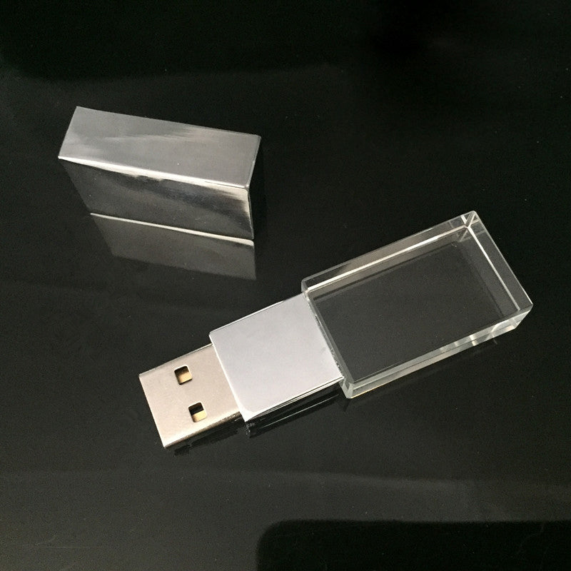 【USB儲存器】發光32g透明水晶32G禮品內雕定制logoUSB
