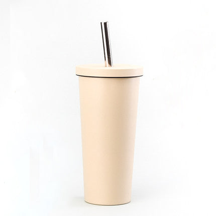 【水樽杯子】保溫帶吸管純色大容量可愛奶茶水樽